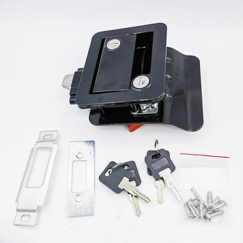 

Замок для автофургона, портативный замок для входной двери автофургона, защелка для ручки двери кемпера со встроенным засовом для кемпера, прицепа для перевозки лошадей, грузового тягача чёрный