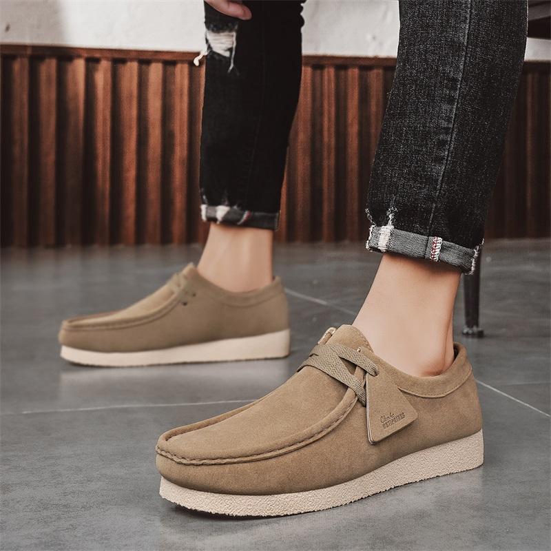 Fashion Suede Loafers Shoes For Men Grey Casual Shoes Men Platform Slip-on Men's Driving Shoes Lightweight Versatile Mens Shoes