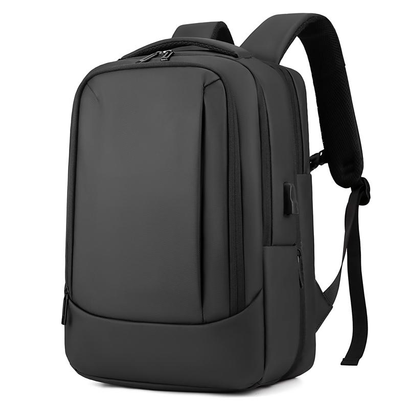 Men's simple backpack,laptop compartment,USB charging port, retractable design, large capacity, lightweight, commuter travel bag