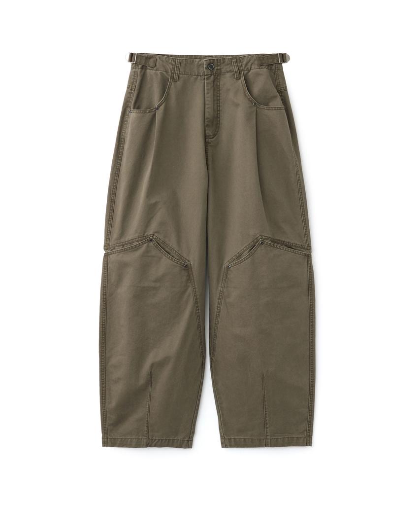 AOTT Washed Western Semi-Balloon Cotton Pants Khaki
