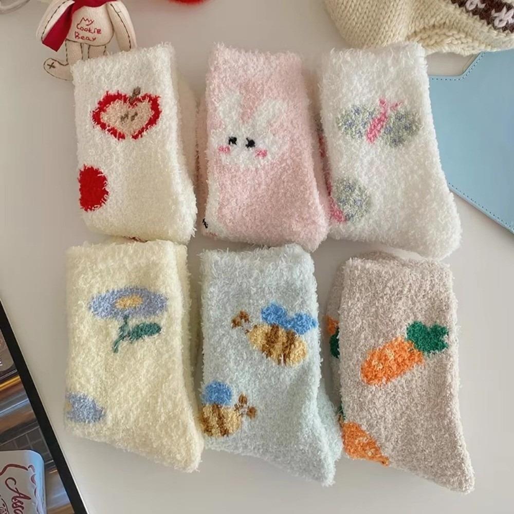 Thicken Coral Fleece Socks Warm Sleep Socks Cartoon Fuzzy Floor Socks  Women Socks