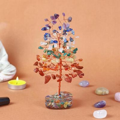 Chakra Orgone Gemstone Tree – Tree of Life with Healing Stones for Good Luck, Meditation & Energy Balance – Heart Base Crystal Tree for Women,