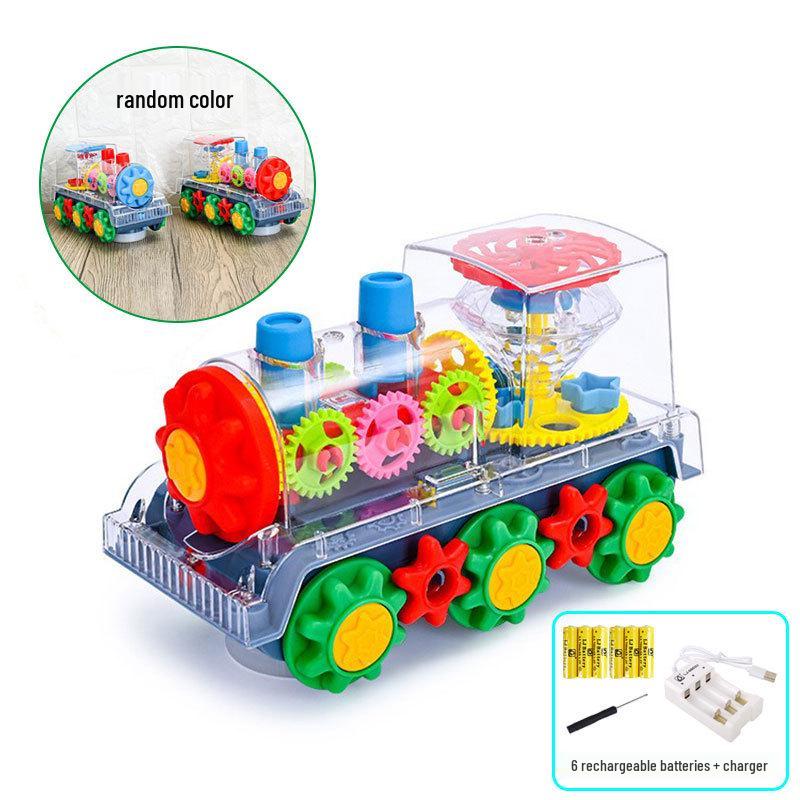 Transparent Rotating Locomotive with Colorful Lights and Music - Children's Birthday Gift