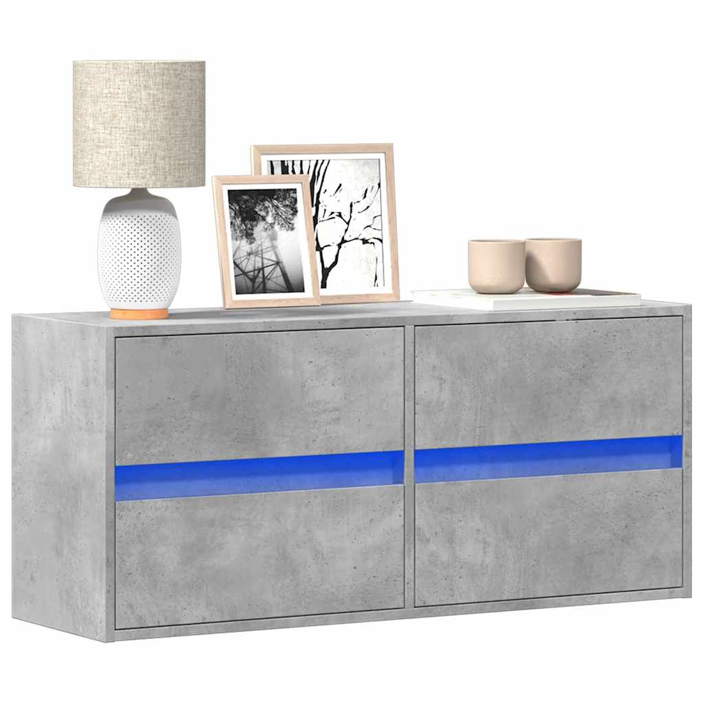 Vidaxl Ścienna Szafka Tv Z Led, Szarość Betonu, 100X31X45 Cm