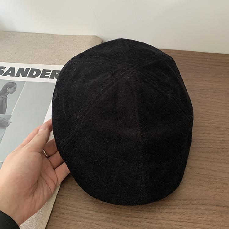 Retro relaxation deepens hat top corduroy forward hat women's autumn and winter face little dad hat men's versatile beret