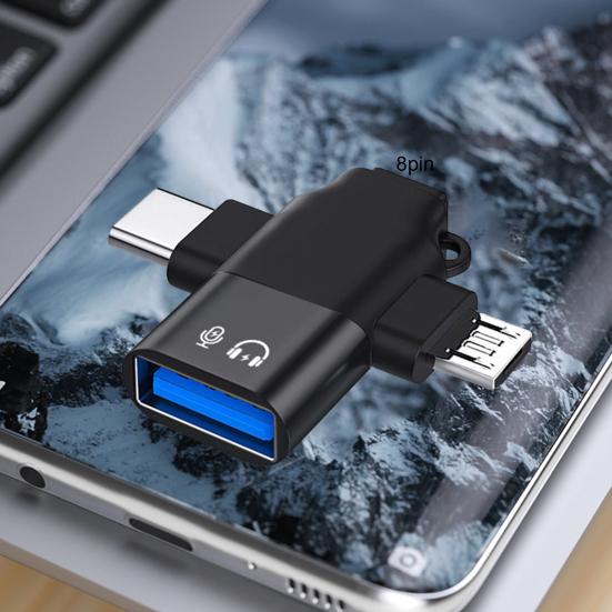 Type-C Adapterplugg Hurtigspill Kompakt Lading Dataoverføring Universell Størrelse Bærbar USB Mikro 3 OTG