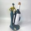 Wine Rack Beauty Sculpture, Green Resin Fully Handmade Painted Wine Rack, Living Room, Office, Bar Tabletop Ornaments Statue
