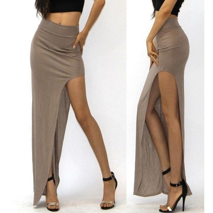 High Waist Sexy Multicolor Side Slit Bodycon Dress