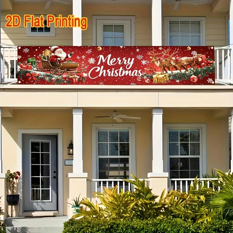 Merry Christmas Festive Lawn Yard Banner, Outdoor Holiday Welcome Front Porch Fence Decor