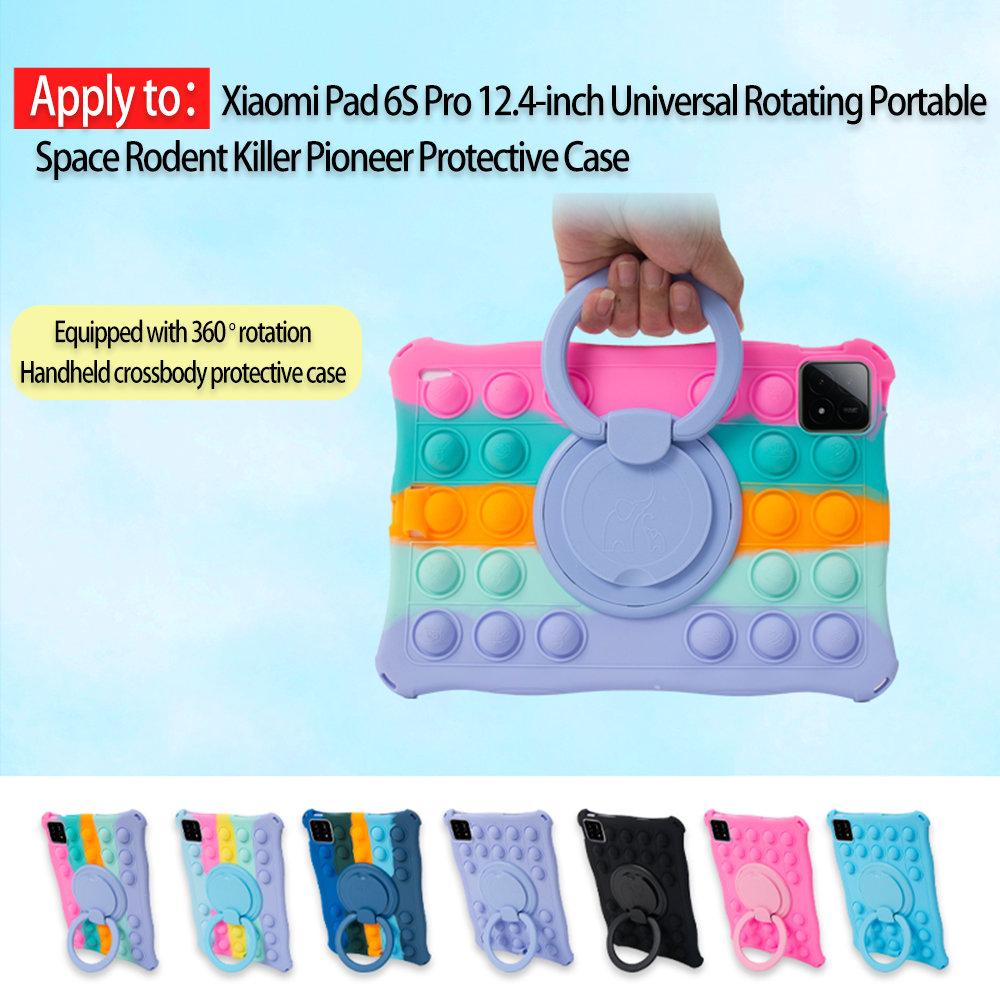 Bubble Toys Weiche Silikonhülle für Xiaomi Pad 6S Pro 12,4 Zoll Drehbarer Griff Ständer Kindersichere Tablet-Hülle