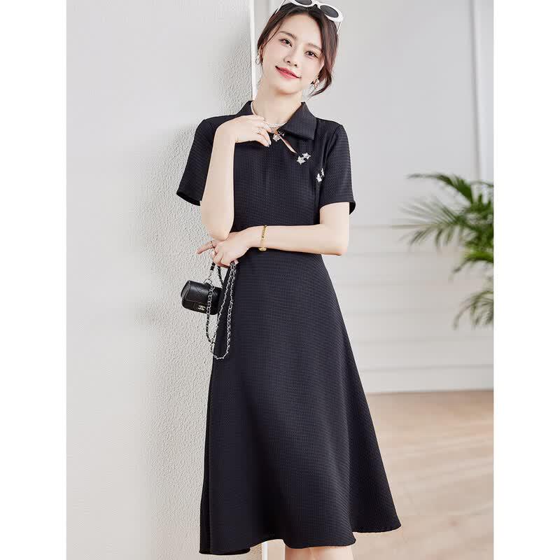 ORIGIN Women s Chinese Style Printed A-Line Midi Dress M