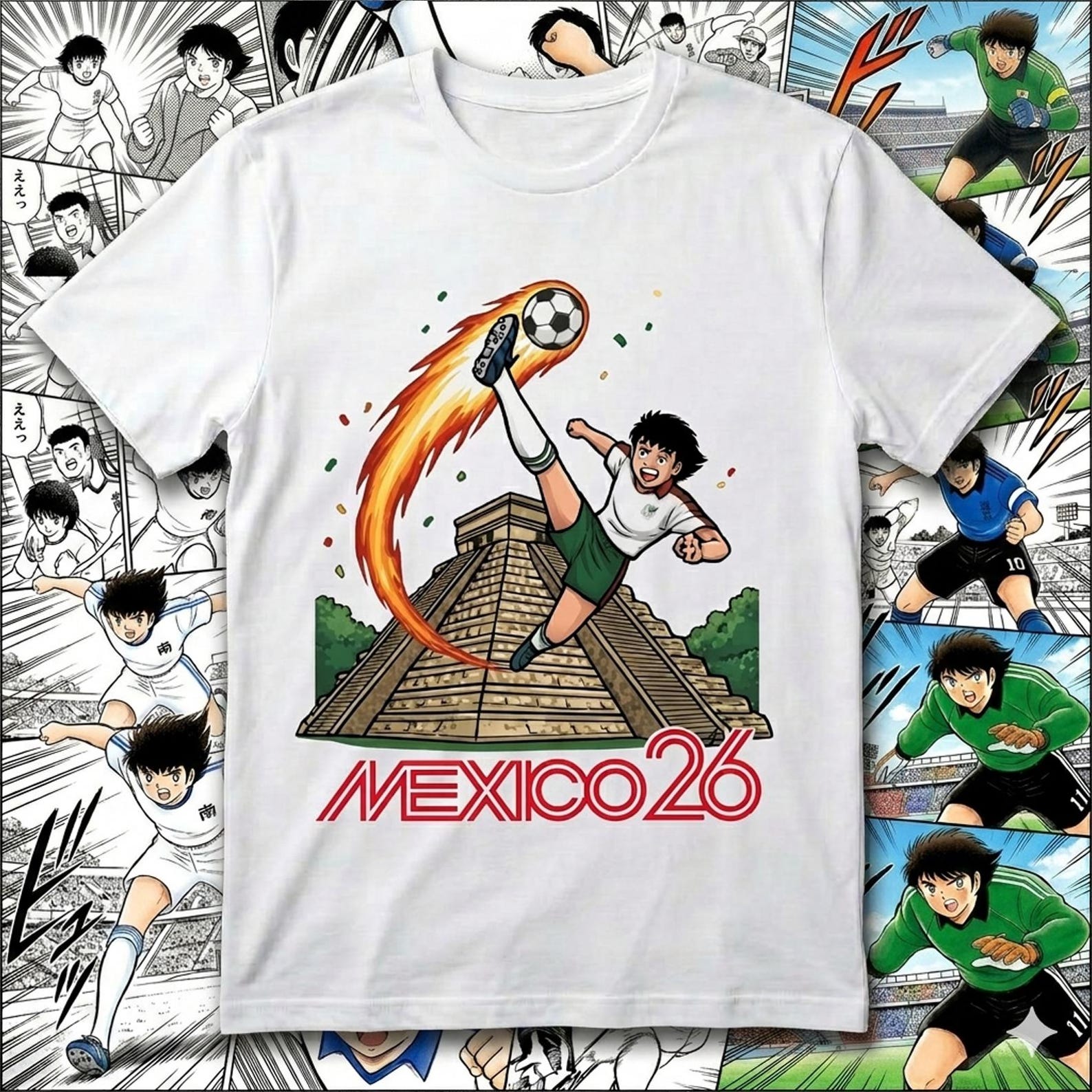 Captain Tsubasa Mexico 2026 Soccer Shirt 03, Anime Football Tee, Super Campeones Fan Apparel S