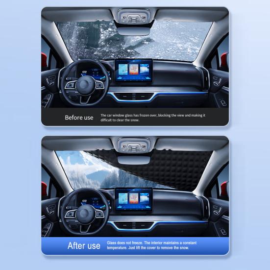 Magnetic Windshield Snow Cover Thickened Half-Cover for Frost & Snow Protection Universal Winter Car Windshield Guard for Most Cars SUVs