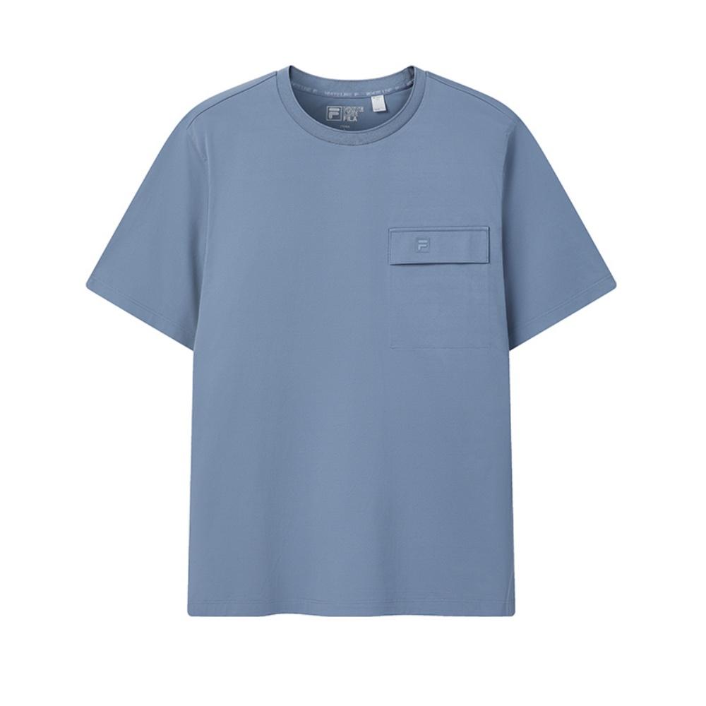Fila White Fashion Simple Classic Basic Solid Color Casual Comfortable Short Sleeve T-Shirt Men T-Shirts Fog-Blue F11M623113FBU