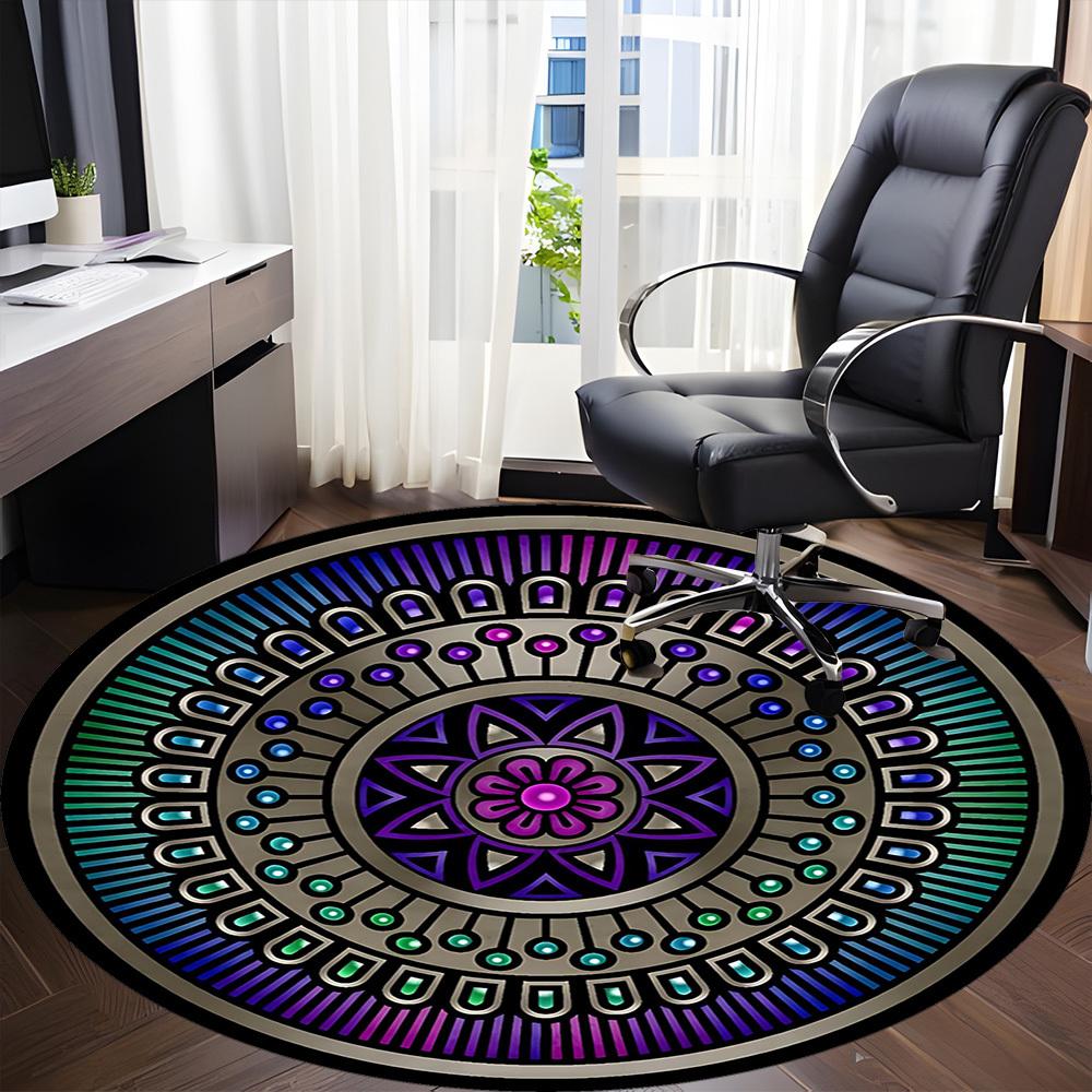 1pc Mandala Design Office Round Area Rug, Under Office Chairs Bedroom Living Room Home Decor, Room Deco, Available in Various Sizes