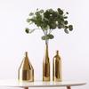 Nordic Ins Gold Electroplating Handicrafts Ceramic Vase Model House Home Decoration Ornament Three-piece Set
