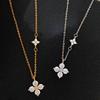 925 Silber CZ Blatt Blume Anhänger Halskette 14K Gold Plated Eleganter Hochzeitsschmuck für Damen