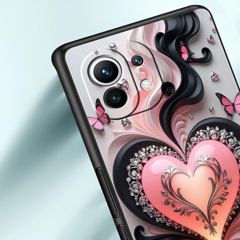 Colored Love Heart Printed Phone Case Cover for Xiaomi Mi 17 15 14 13 12 11 Ultra 15T 14T 13T 12T 11T Pro Lite 5G Soft TPU Shell