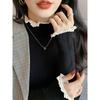 Semi-turtleneck lace bottoming shirt women's spring inner top age-reducing design knitted sweater