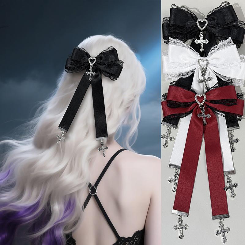Gothic Lolita Style Hair Clip Black Ribbon Bow Fashionable Hair Clips