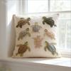 Sea Turtle Pillow Cover 2D Faux Embroidery Print Coastal Ocean Animal Cushion Case For Sofa Bed Couch Beach Nautical Home Decor