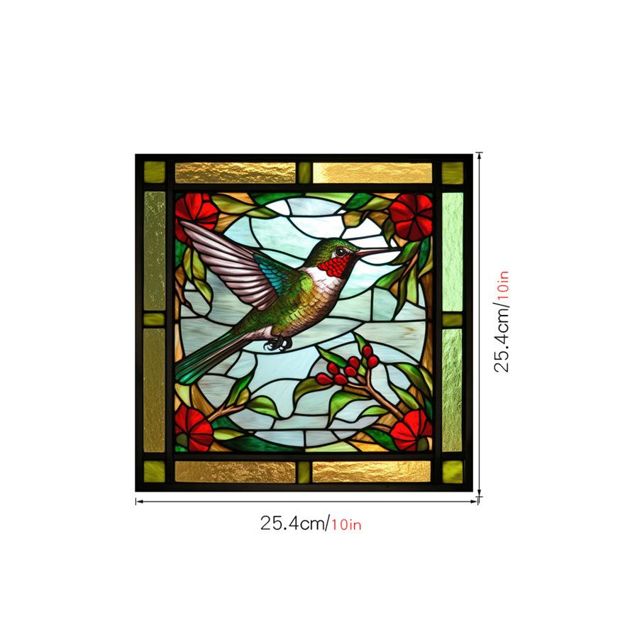 New Antique Color Dyed Hummingbird Iris Japonica Window Glass Electrostatic Sticker Detachable Decorative Film Home Decorations