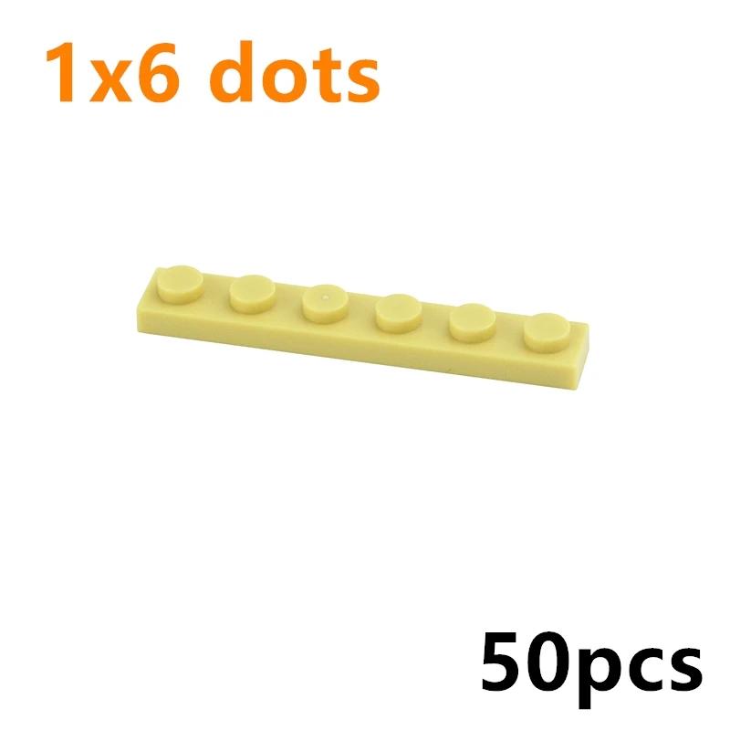 50Pcs DIY Building Blocks Thin Plate 1x6 Dots Classic Bricks Educational Creative Size Compatible With 3666 Toys for Kids