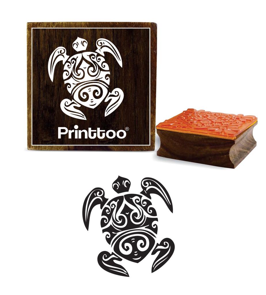 Printtoo Turtle Pattern Wooden Rubber Stamp Scrap-booking Craft Textile Block-2 X 2