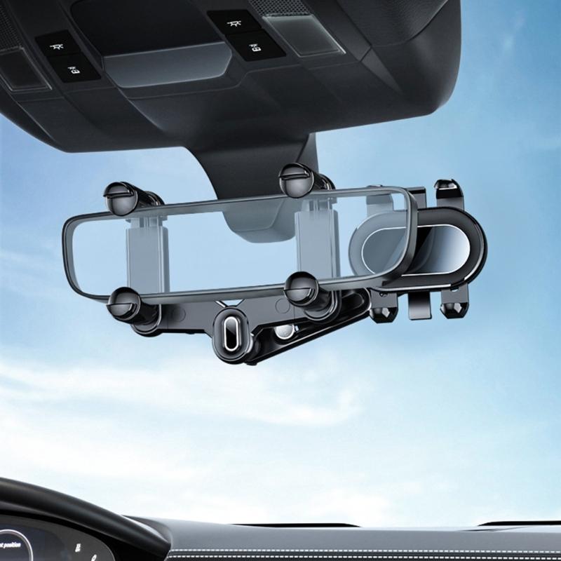 Rear View Glass Phone Holder,Rotatable and Retractable, Universals Mount, Cellphone Car Mount for 4''-7'' Device
