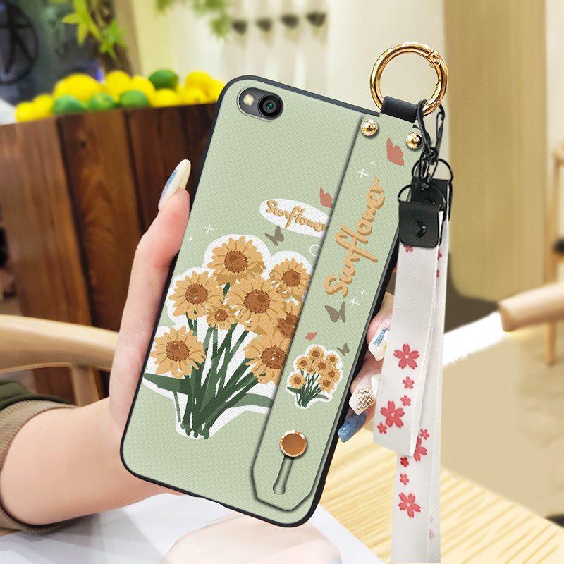 Soft Case Oil Painting Phone Case For Xiaomi Redmi GO Flower Durable Dirt-resistant Kickstand Protective Wristband Ring