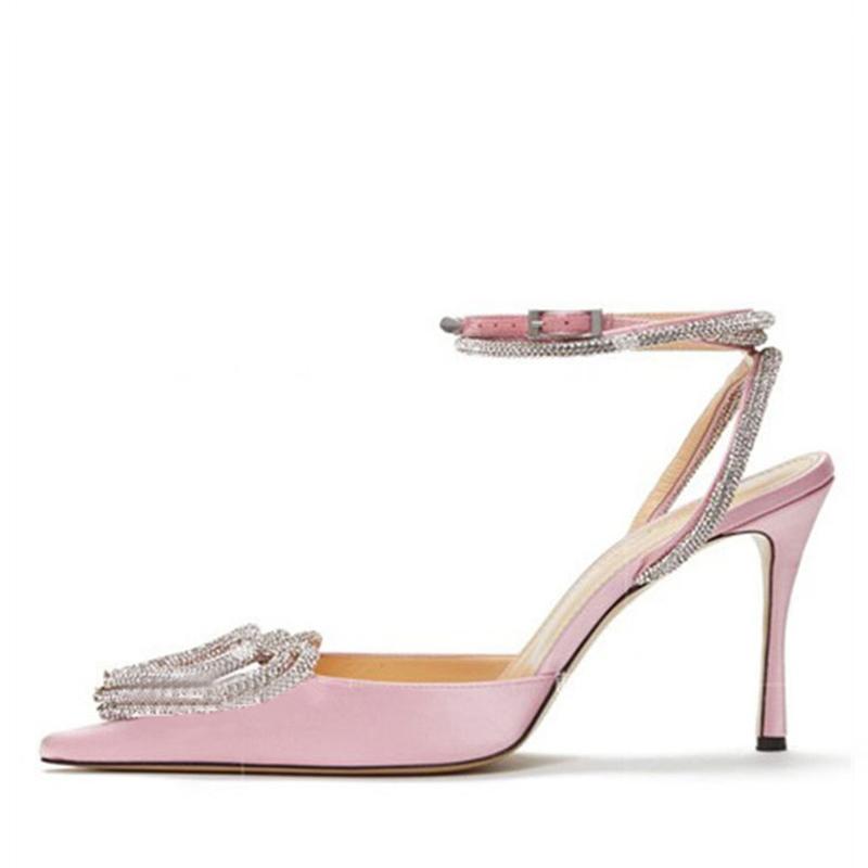 Runway Style Glitter Rhinestones Dámské Lodičky Crystal Tvar srdce Spona Léto Lady Vysoké podpatky Party Ples boty