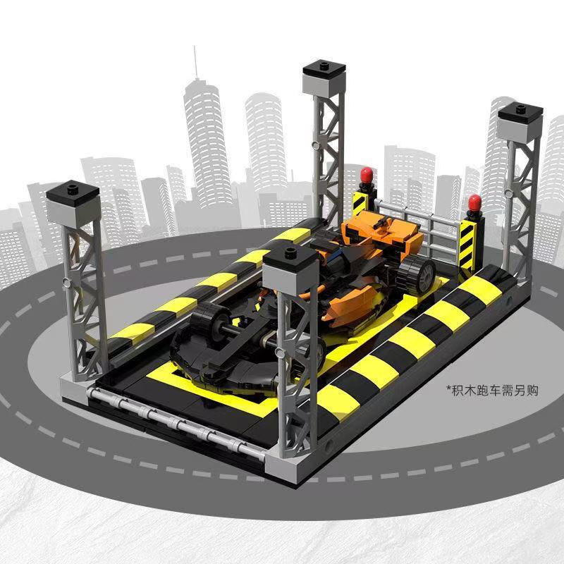 City Speed Sports Cars Garage Building Blocks MOCSupercar Racing Garage Display Stand Building Blocks Bricks Model Toys For Kids