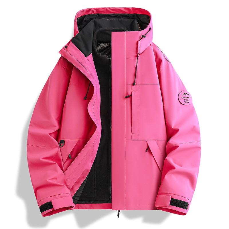 Mens 3-in-1 Waterproof Windproof Outdoor Hiking Jacket With Removable Fleece Liner Layered Coat