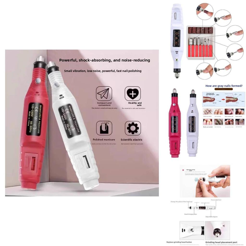 Manicure And Pedicure Grinder With Usb Power And Multiple Grinding Heads For Hard Nails