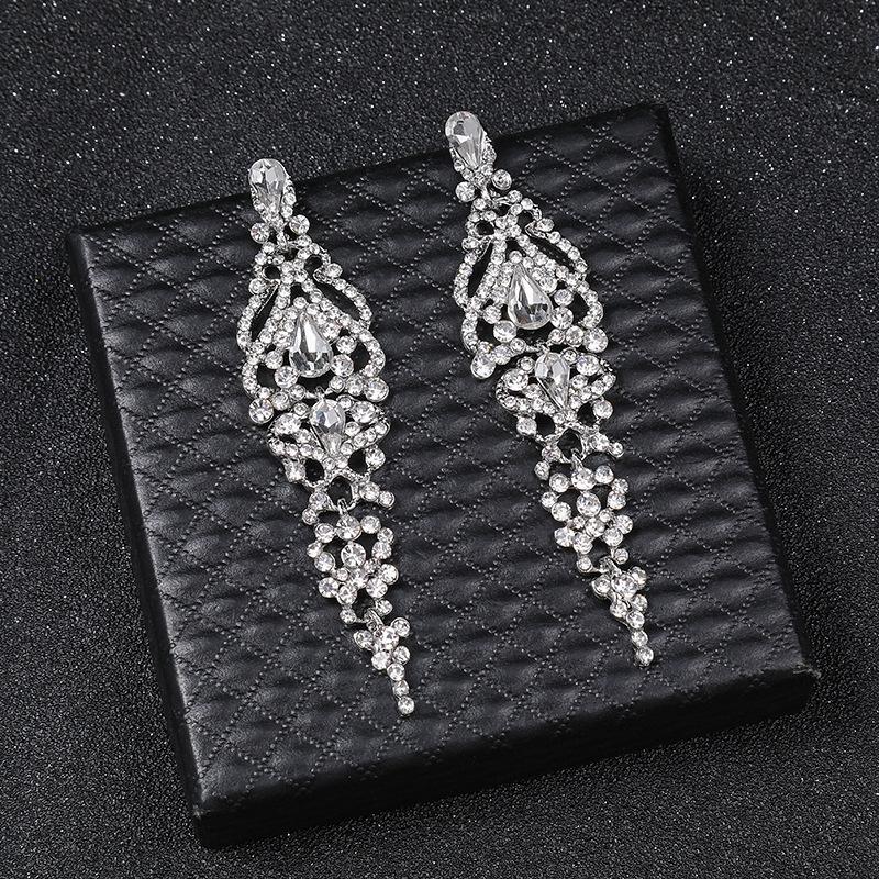 European and American New High-end Long Earrings, Crystal Bridal Wedding Dress Accessories, Fashion Hot Sale, New Year's Earrings