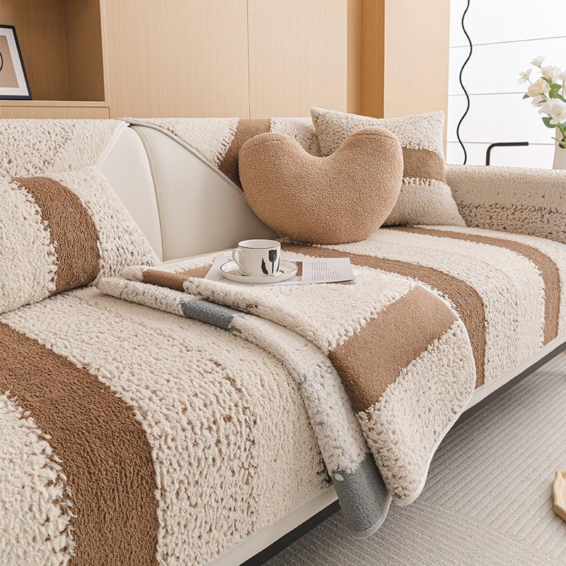Plush Sofa Cushion Light Luxury High Sense Winter Thickened Non-Slip Seat Cushion  New Mahogany Sofa Cover Cloth