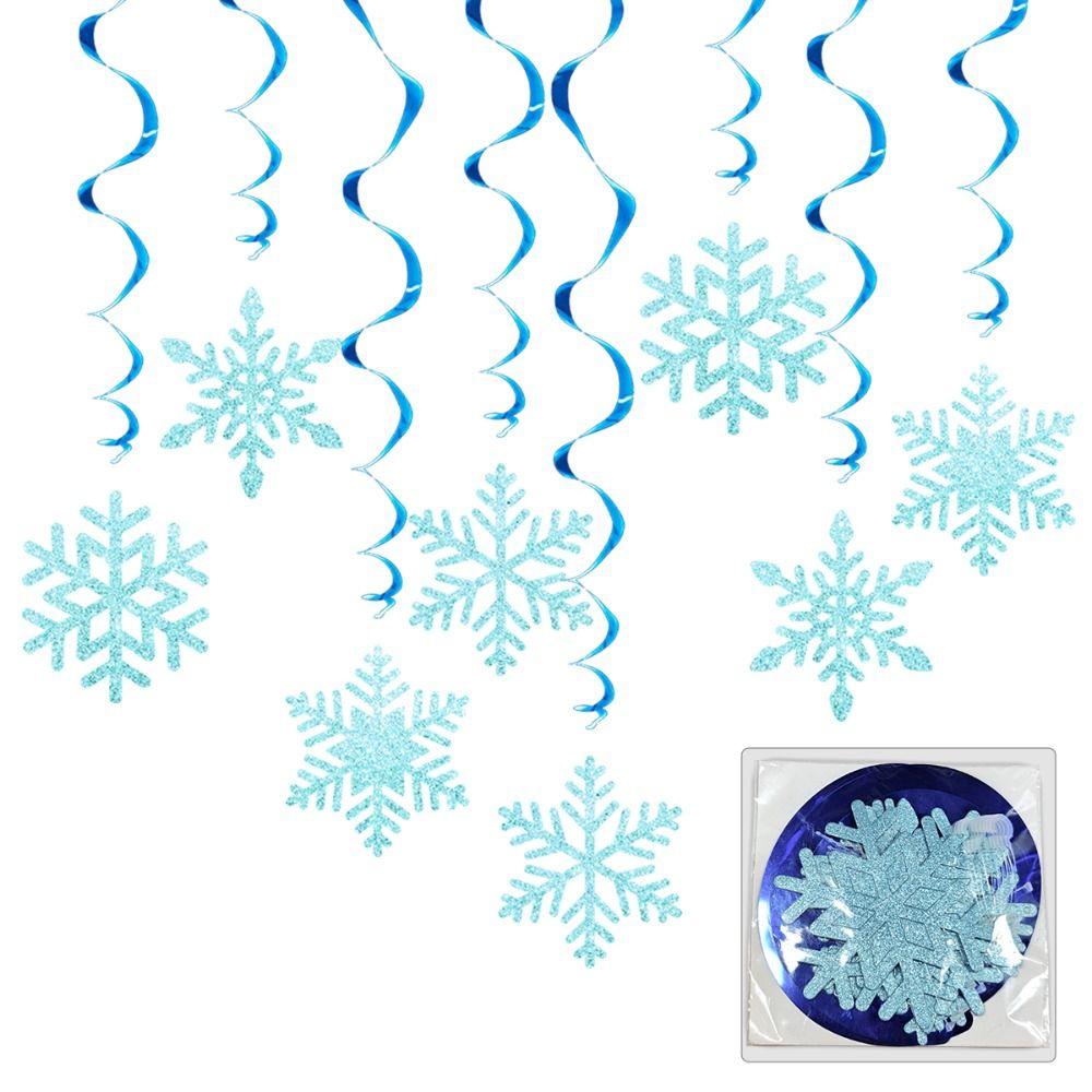 8pcs Ceiling Streamers Snowflake Hanging Ornament Swirl Spirals Hanging Accent  Christmas Tree