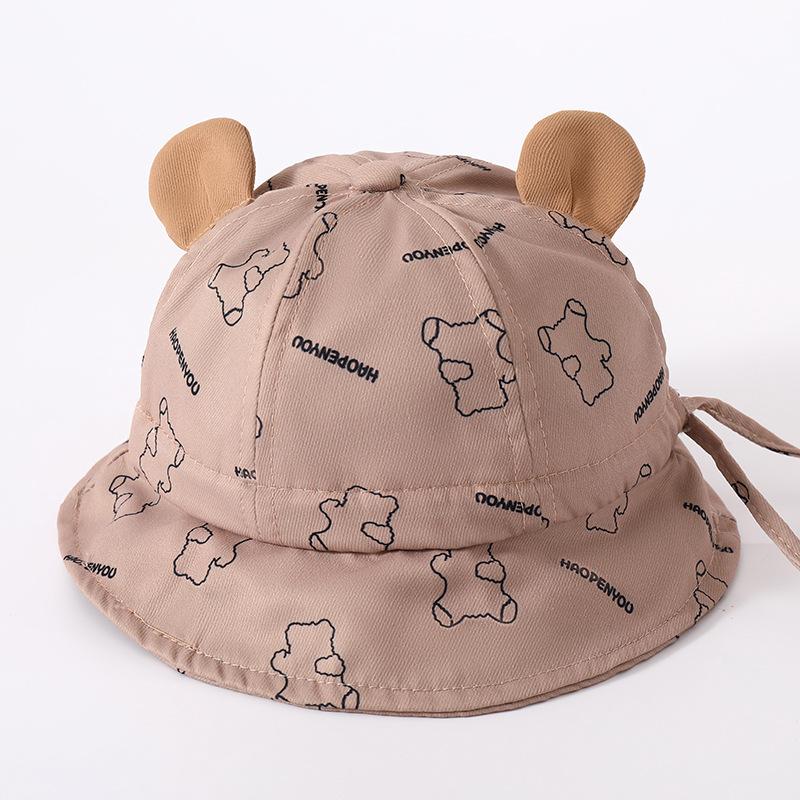 Cute Ears Baby Basin Hat Cartoon Bear Kids Fisherman Hats 6-36Month Children Outdoor Sunshade Visors Cotton Toddler Bucket Cap