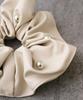 VINGTAINE Faux Leather Scrunchie with Metal Simple Hair and Casual for Adults Ball, Voluminous, Accessory, Cute, Stylish, (HS-197-IV)
