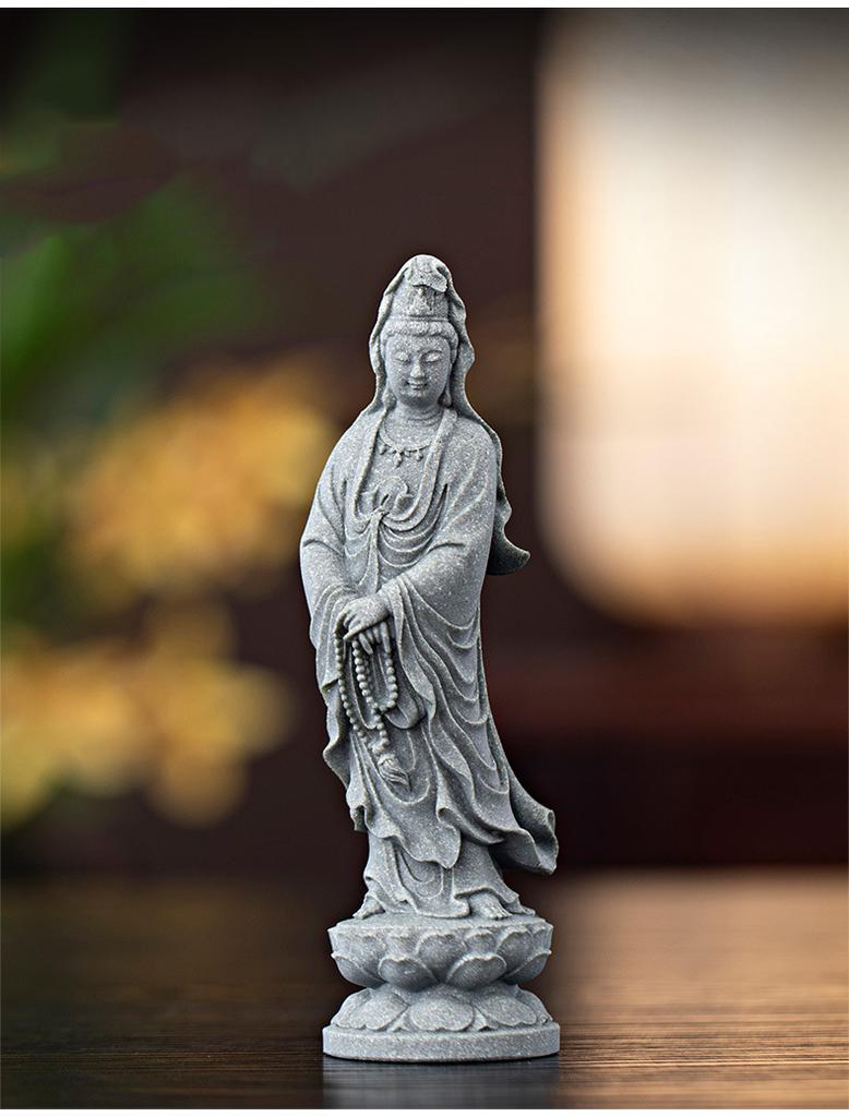 Piaskowiec Tathagata Guanyin rzeźby i figurki Chińskie figury buddyjskie Dekoracja stołu w domu salonie biurze feng shui