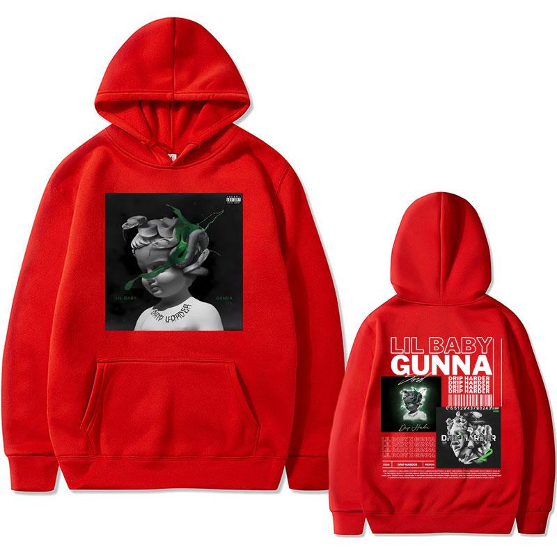 Rapper Lil Baby Gunna Drip Harder Music Album Graphics Hoodie Male Hip Hop Oversized Sweatshirt Streetwear Men s Vintage Hoodies S