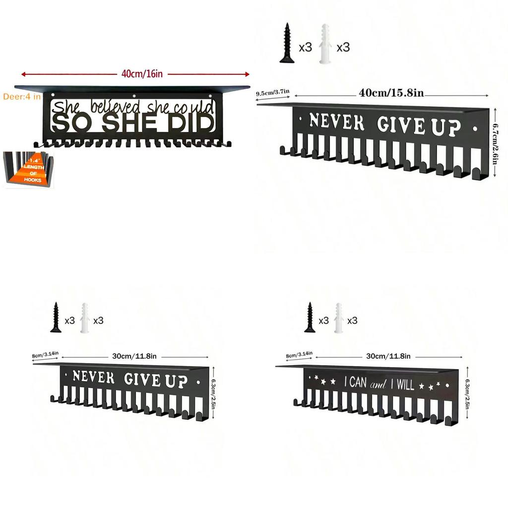 Metal Award Display Shelf With Wall Hook For Trophy And Medal Organization In Offices