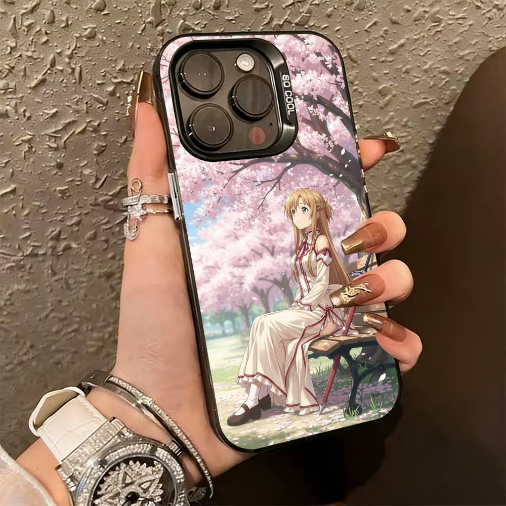 Asuna Yuuki Anime Phone Case For iPhone 17,16,15,14,13,12,11 Plus,Pro Max,XS,Colorful Silver Black Cover