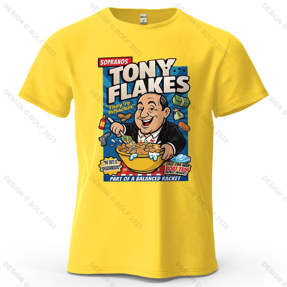 Футболка мужская с принтом Sopranos TONY FLAKES 100% хлопок оверсайз юмористические яркие графические футболки для женщин топы футболки уличная одежда