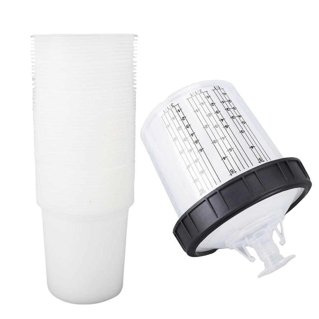 Paint Spray Sprayer Cup Liners Lid System 50 Standard 20.3 Ounce(600ml) 190um Disposable Set Kit Replacement Accessories