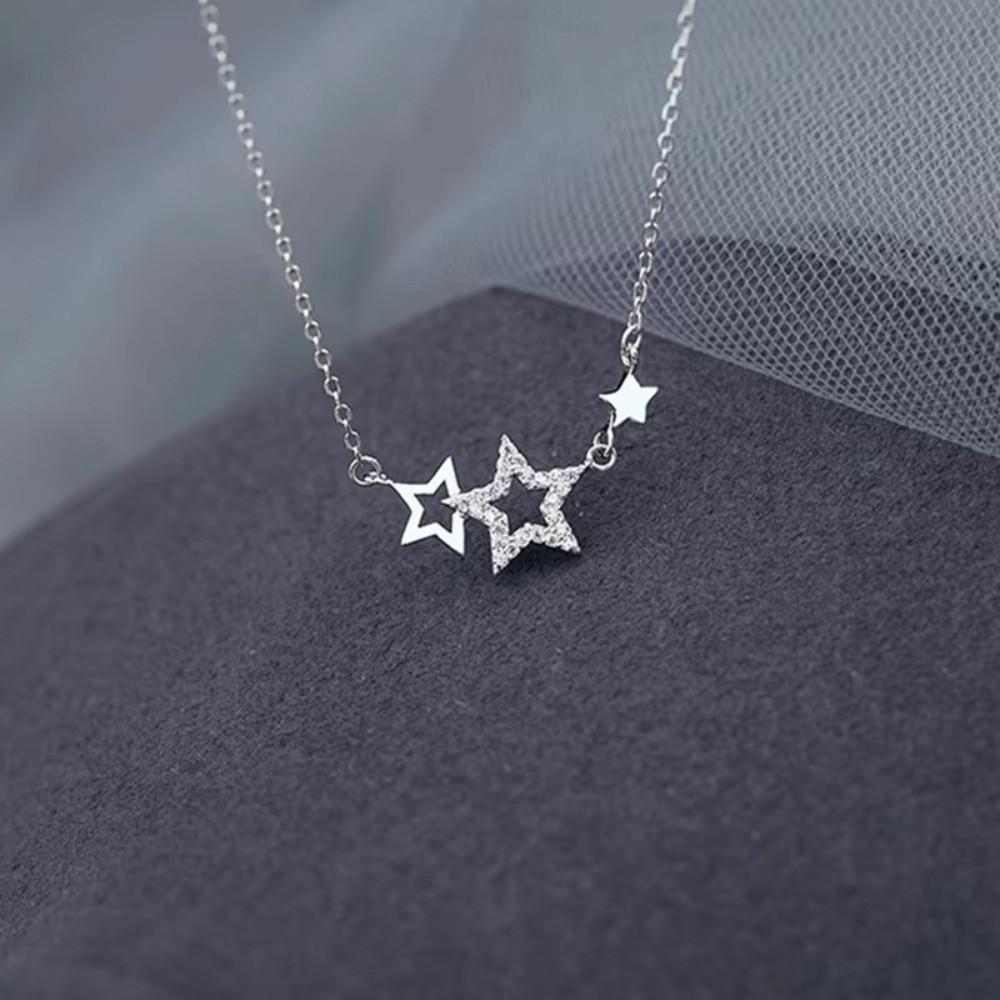 Inlaid Zircon Clavicle Chain Pentagram Shape Choker Necklaces Temperament Star Pendant  Gifts