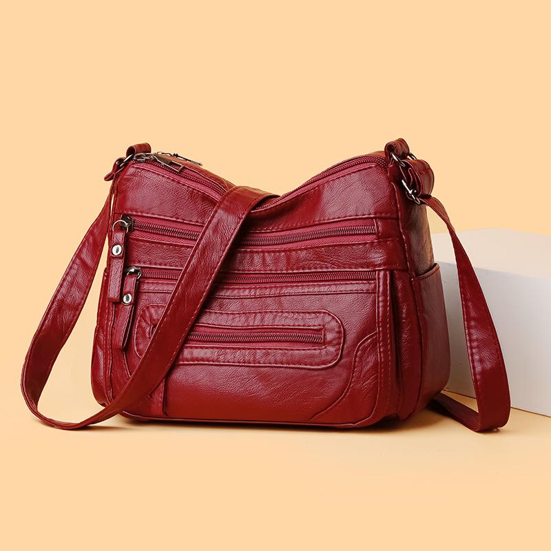 Neue Damen Schultertasche PU Weiches Leder Große Kapazität Umhängetasche Mode Einfach Mehrere Taschen Mehrschichtig Muttertasche für Frauen mittleren Alters