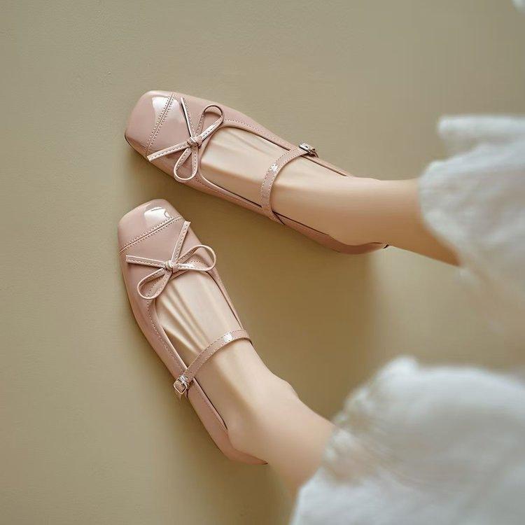 French Gentle Wind Single Shoes Autumn New Height Increase with Skirt Bow Ballet Mary Jane Shoes