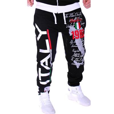 Erkek Moda Uzun Pantolon Mektup Baskı Gevşek Eşofman Koşu Aktif Pantolon