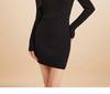 Eng anliegendes Strickkleid für Damen: Würziger Stil, Rundhalsausschnitt, Durchsichtig, Hüftbetont, Kurzer Rock für Herbst/Winter